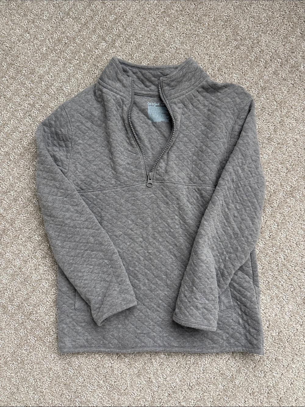 Cat & Jack Heather Gray Quilted Half-Zip Pullover